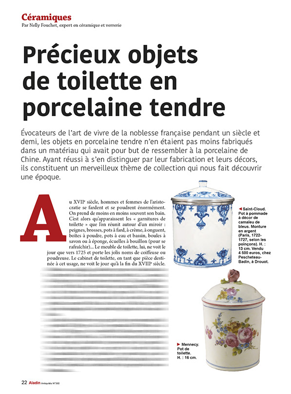 Extrait article magazine ALADIN porcelaine tendre