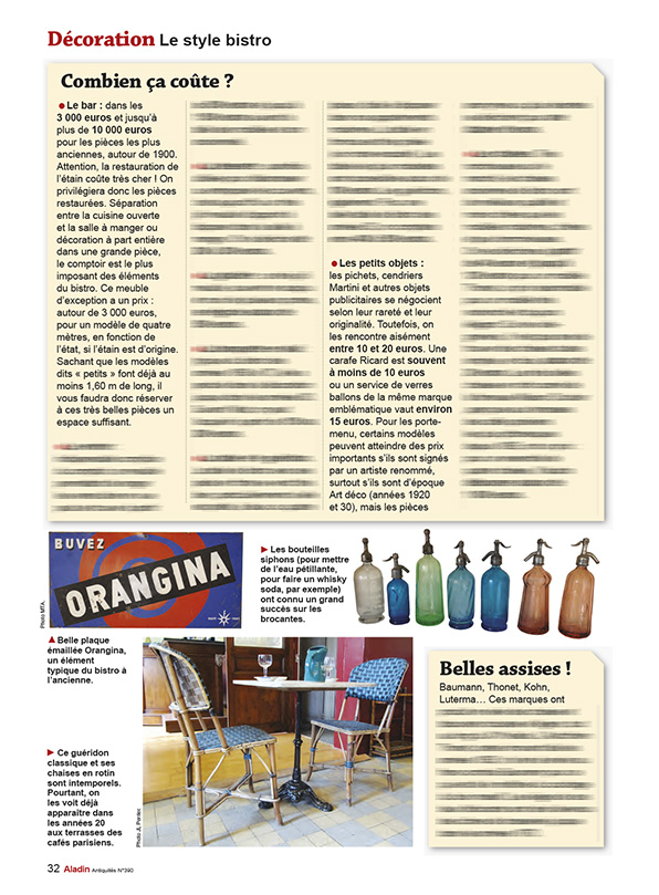 Extrait article magazine ALADIN 390 deco bistro
