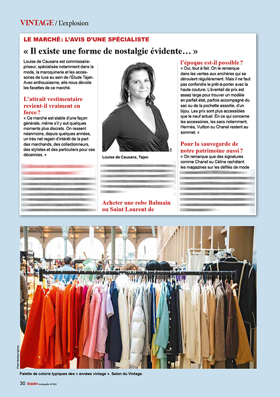 Extrait article magazine ALADIN 420 Mode vintage