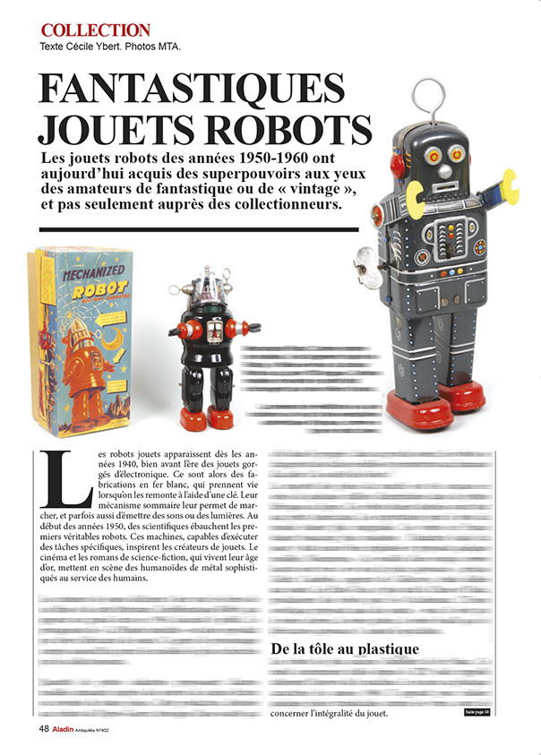 Extrait article magazine ALADIN 402 JOUETS ROBOTS