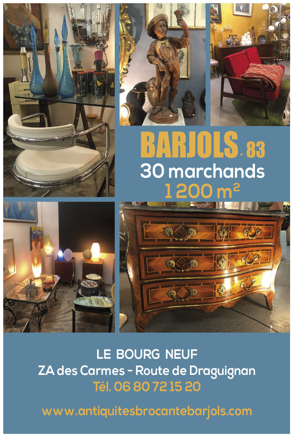 Village brocanteur Barjols publicité magazine ALADIN Antiquité