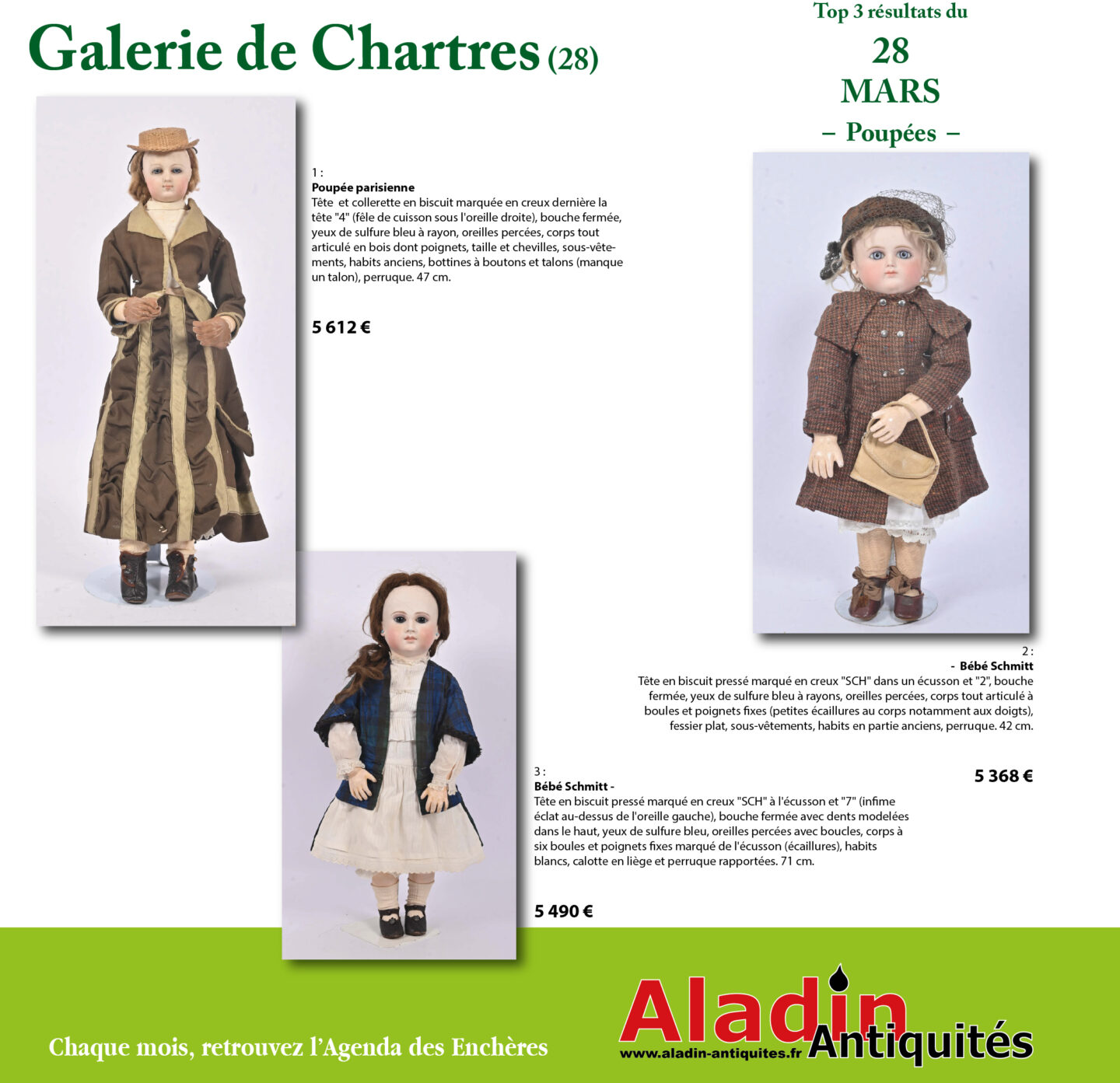Enchères Poupées de collection du 28 mars 2026 à Chartres