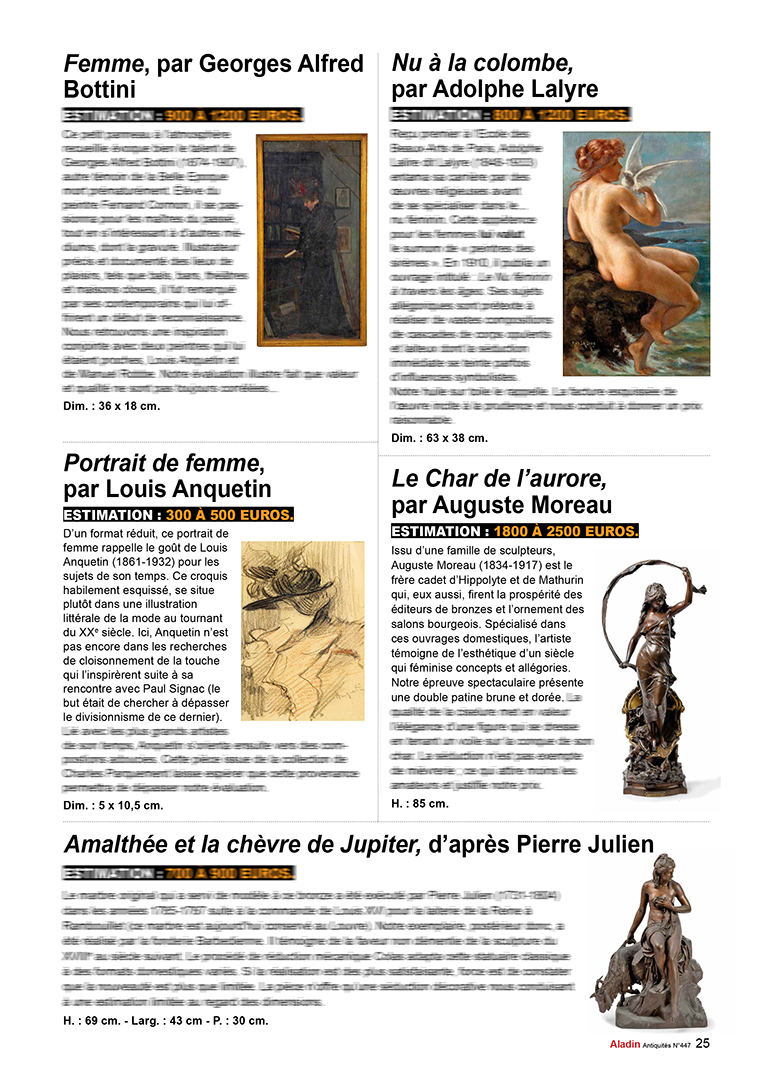 Evaluations par Maitre Ancelin, Drouot estimations