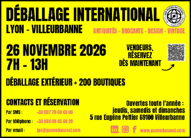 Pub Agenda du Chineur octobre 2026 – deballage international – 90x65mm déballage marchand Lyon novembre 2026