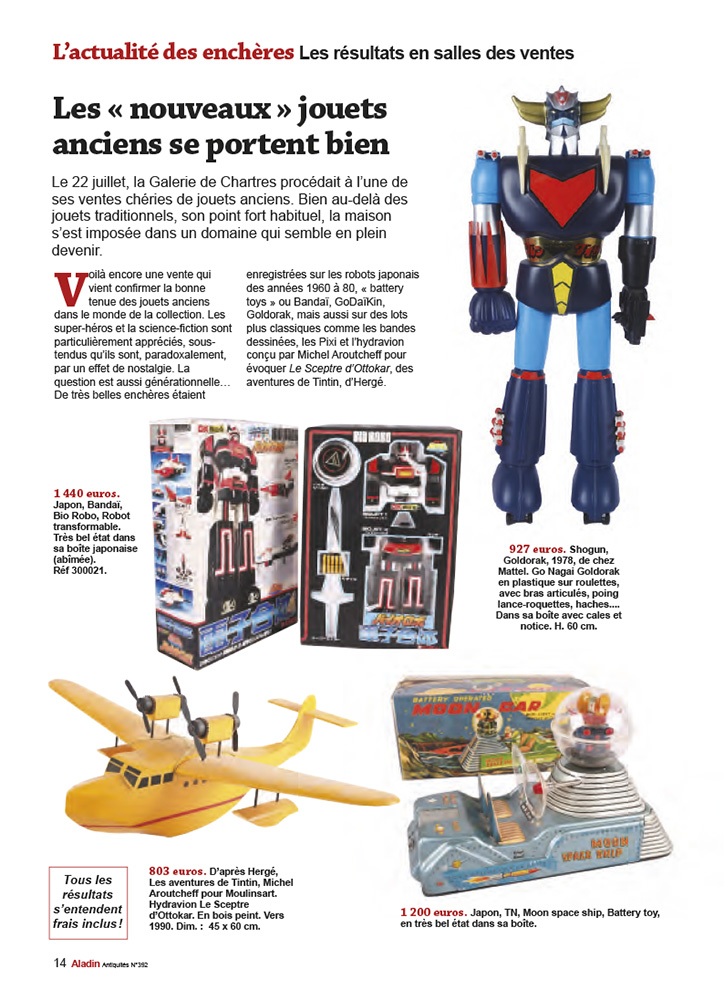 Aladin magazine 392 enchères prix goldorak jouets anciens