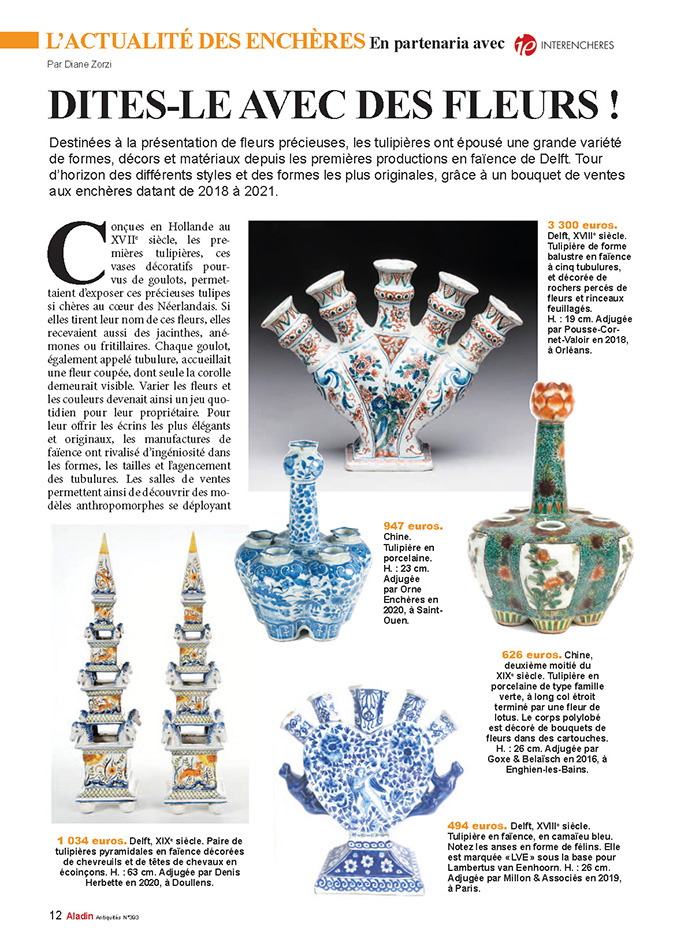 valeurs des choses tulipieres collection enchères
