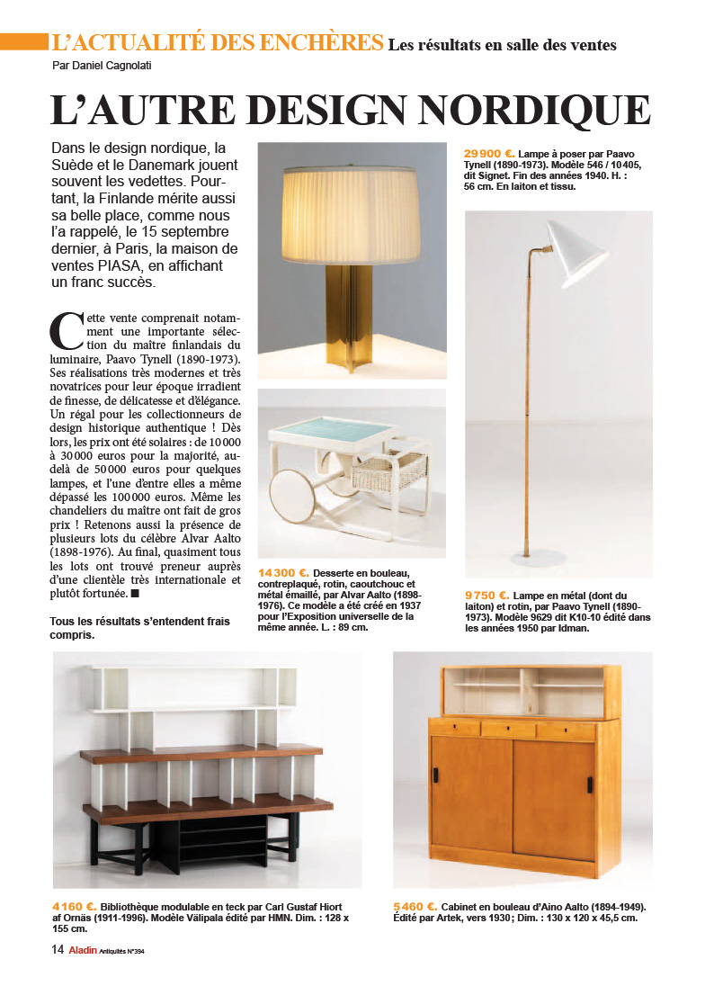 magazine ALADIN 394 novembre design nordique encheres prix