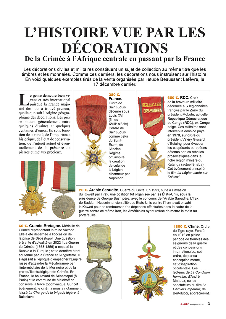 ALADIN magazine 397 médailles et décorations militaires