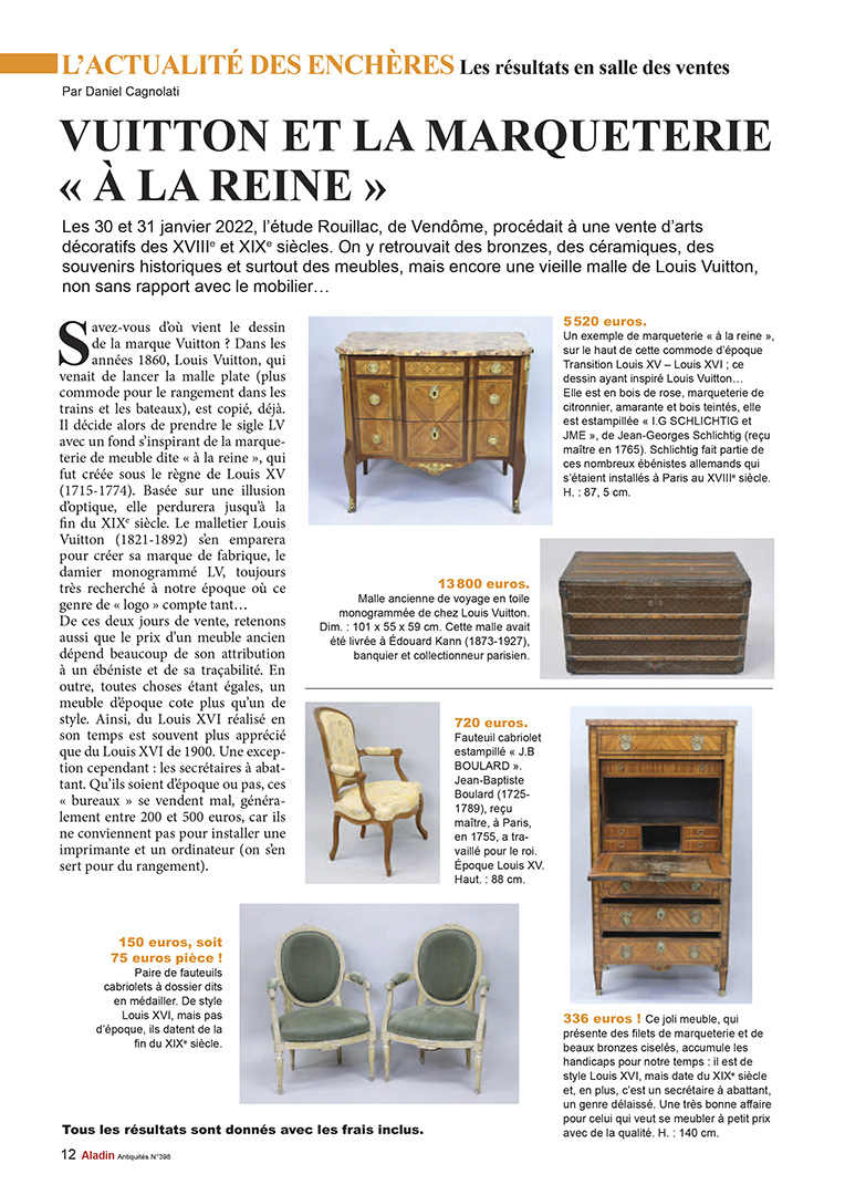 ALADIN numéro 398 vuitton malle mobilier prix