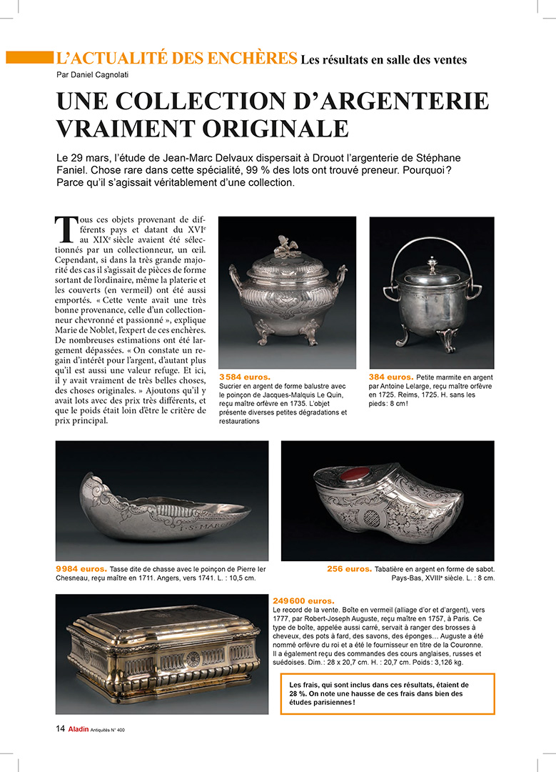 ALADIN magazine 400 prix valeur argenterie enchères