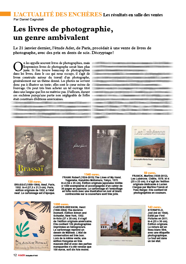 Aladin magazine valeur encheres livres de photographes